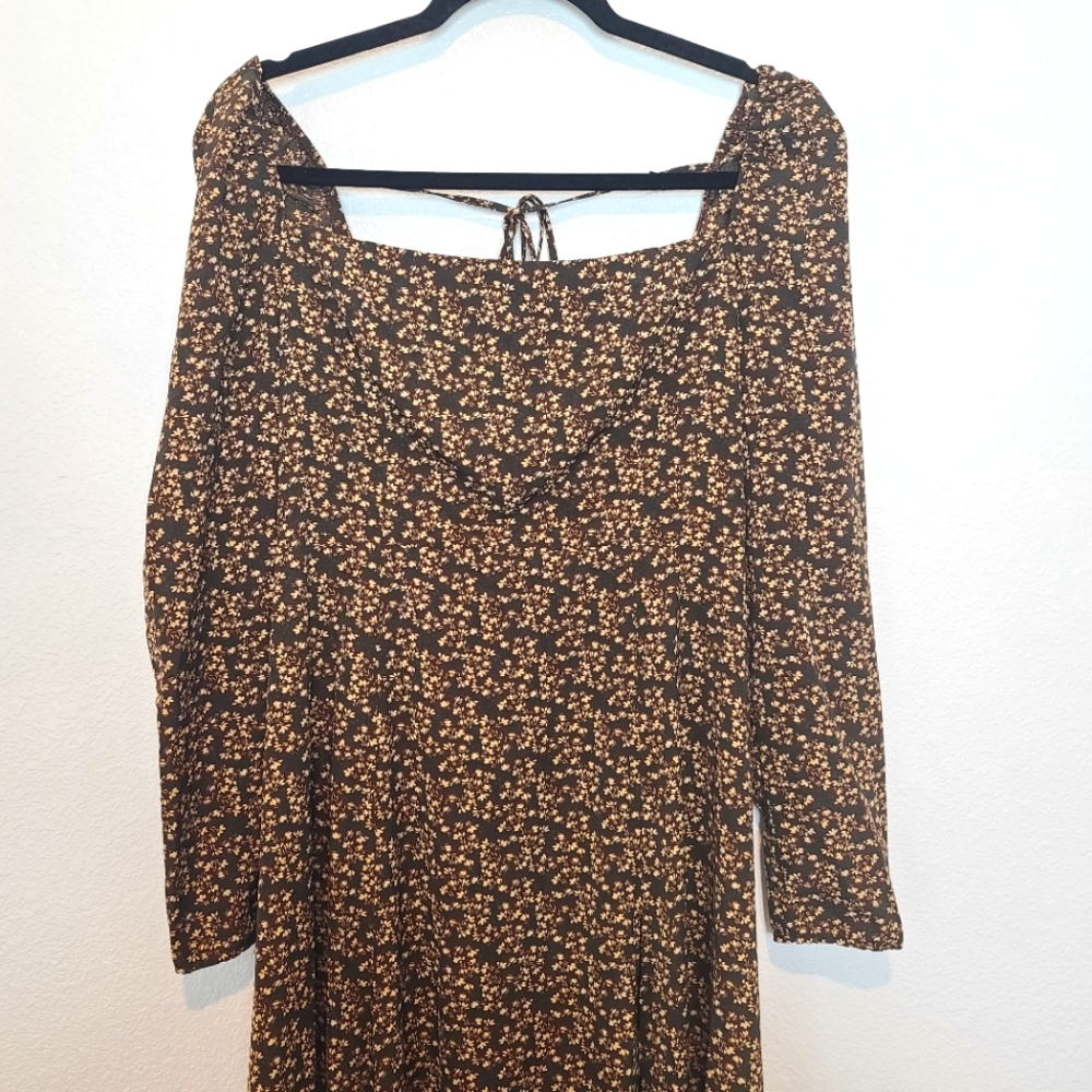 Anthropologie x OPT Lenon Floral Midi Dress In Brown Size 4 - Picture 7 of 11